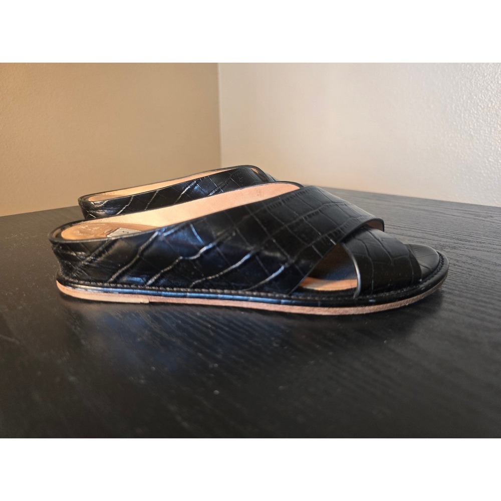 Gabriela Hearst Ellington Croc-Effect Slides black leather - Picture 6 of 8